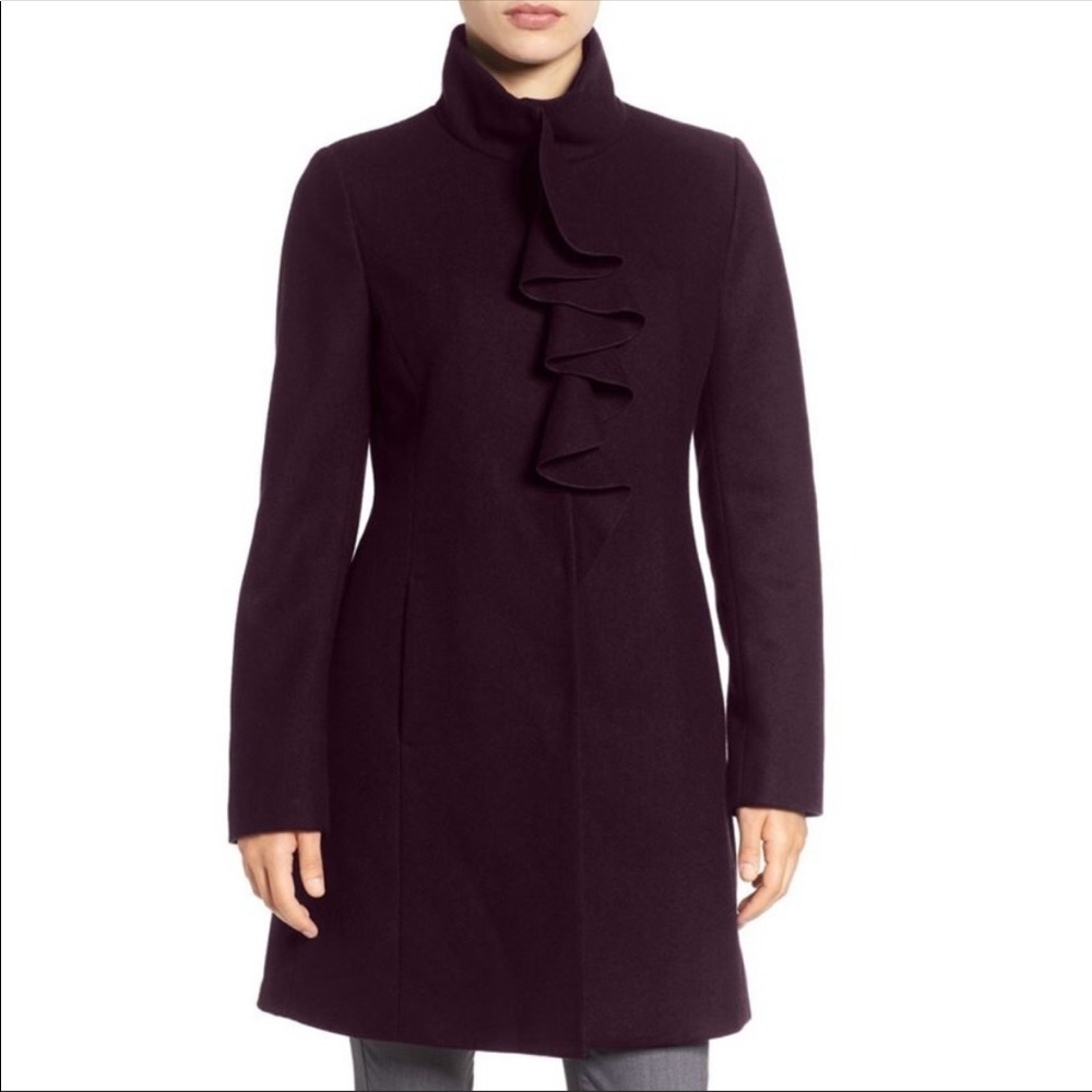 Tahari Women's Pea Coat in Dark Purple